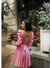 Long Sleeves Satin Ruched Bust Mini Party Dress